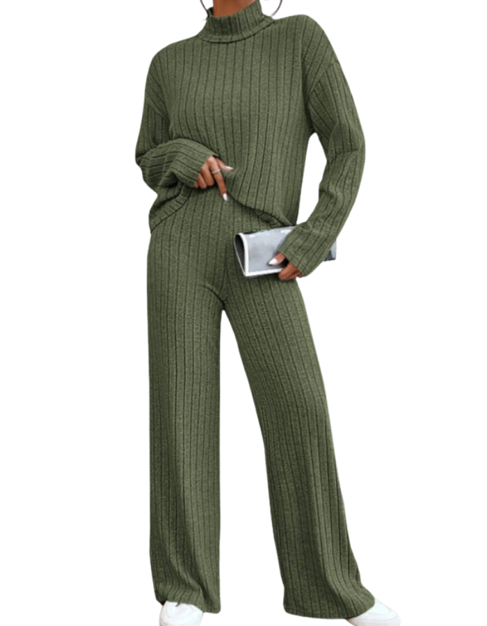 SHOPIQAT Casual High Collar Knitted Long Sleeve Women's Knitted Two-Piece Set - Premium from kakaclo - Just $11.900! Shop now at shopiqat